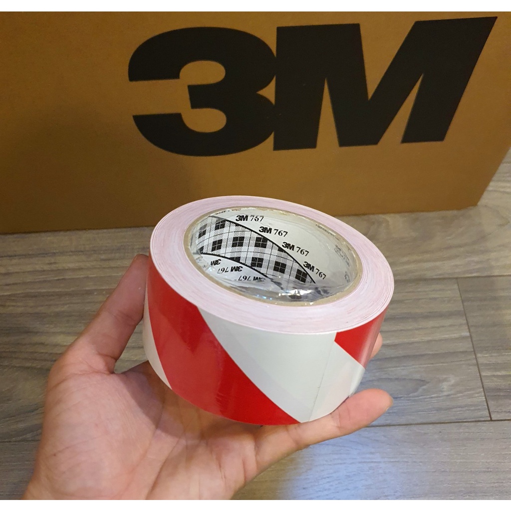 Băng keo dán nền sọc đỏ trắng 3M 767