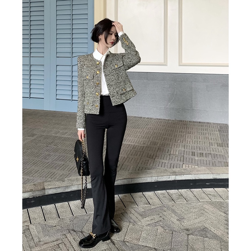 Hương thơm Áo khoác len tay dài phong cách Hàn Quốc thanh lịch cho nữ