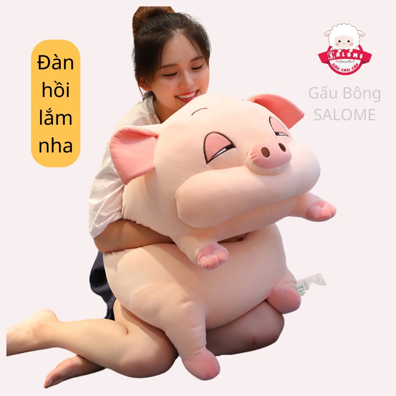 Gấu Bông Heo Mắt Híp Size 40cm-1m Siêu To Khổng Lồ Vải Miniso Mềm Mịn SALOME, Thú Nhồi Bông Con Heo Hí Hồng Qùa Tặng