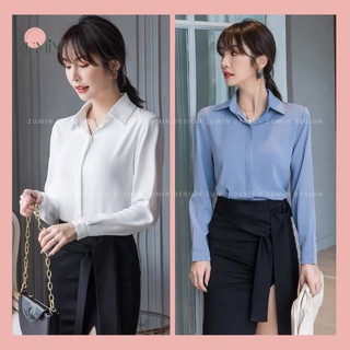 Áo Sơ Mi🍓áo lụa công sở🍓Áo Sơ Mi Mềm Mại Mặc chuẩn phom