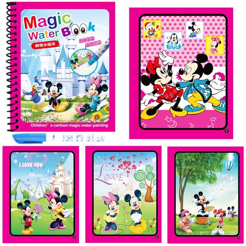 Đồ chơi tranh tô màu nước ma thuật, tập tô thần kỳ sử dụng nhiều lần, đa dạng chủ đề