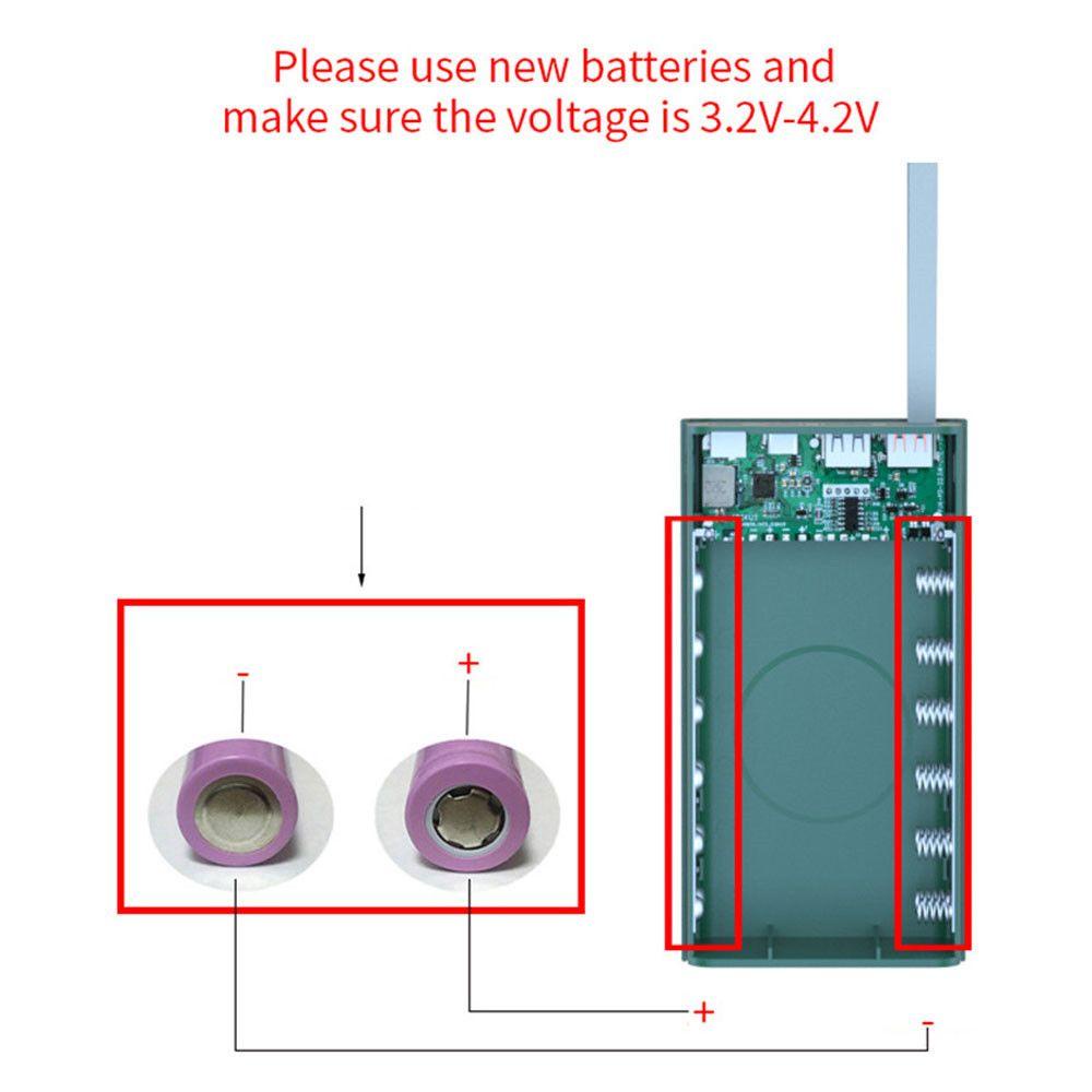 Pin Sạc Dự Phòng Tự Làm 12 X 18650 Hai Cổng USB Có Đèn LED Giá Đỡ