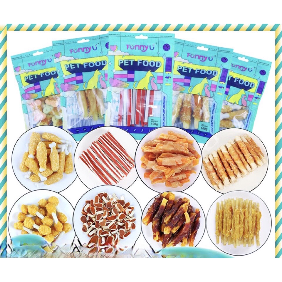 Bánh thưởng cho chó 100gr/túi Đồ ăn cho chó mèo thú cưng 5.0