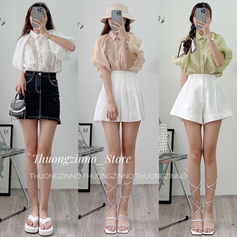 [Ảnh thật/Video]Áo sơ mi lụa Sofia cổ đức tay phồng sang sảnh Áo sơ mi nữ tính