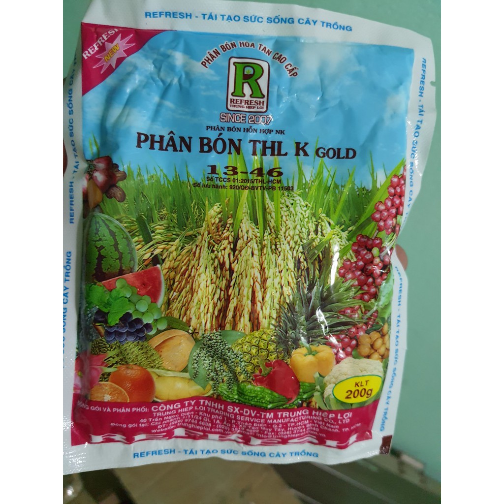 Phân bón THL K GOLD - Kali trắng - Gói 200g _KÍCH THÍCH CHO CÂY TRỒNG RA HOA TẬP TRUNG