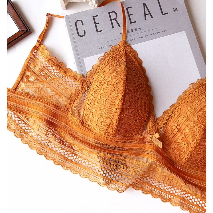 Bộ Đồ Lót Bralette Ren Không Gọng Mút Mỏng Liền S219