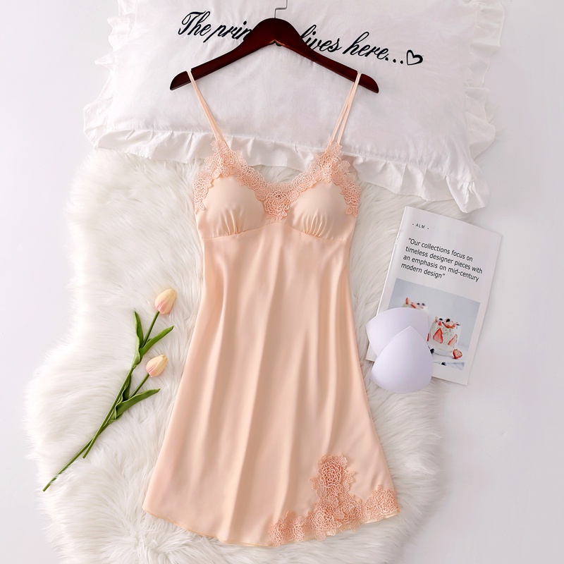 Đầm Ngủ Hai Dây Siêu Mỏng Bằng Lụa Mát Phối Ren Quyến Rũ Dành Cho Nữ Vào Mùa Hè 2021 | BigBuy360 - bigbuy360.vn