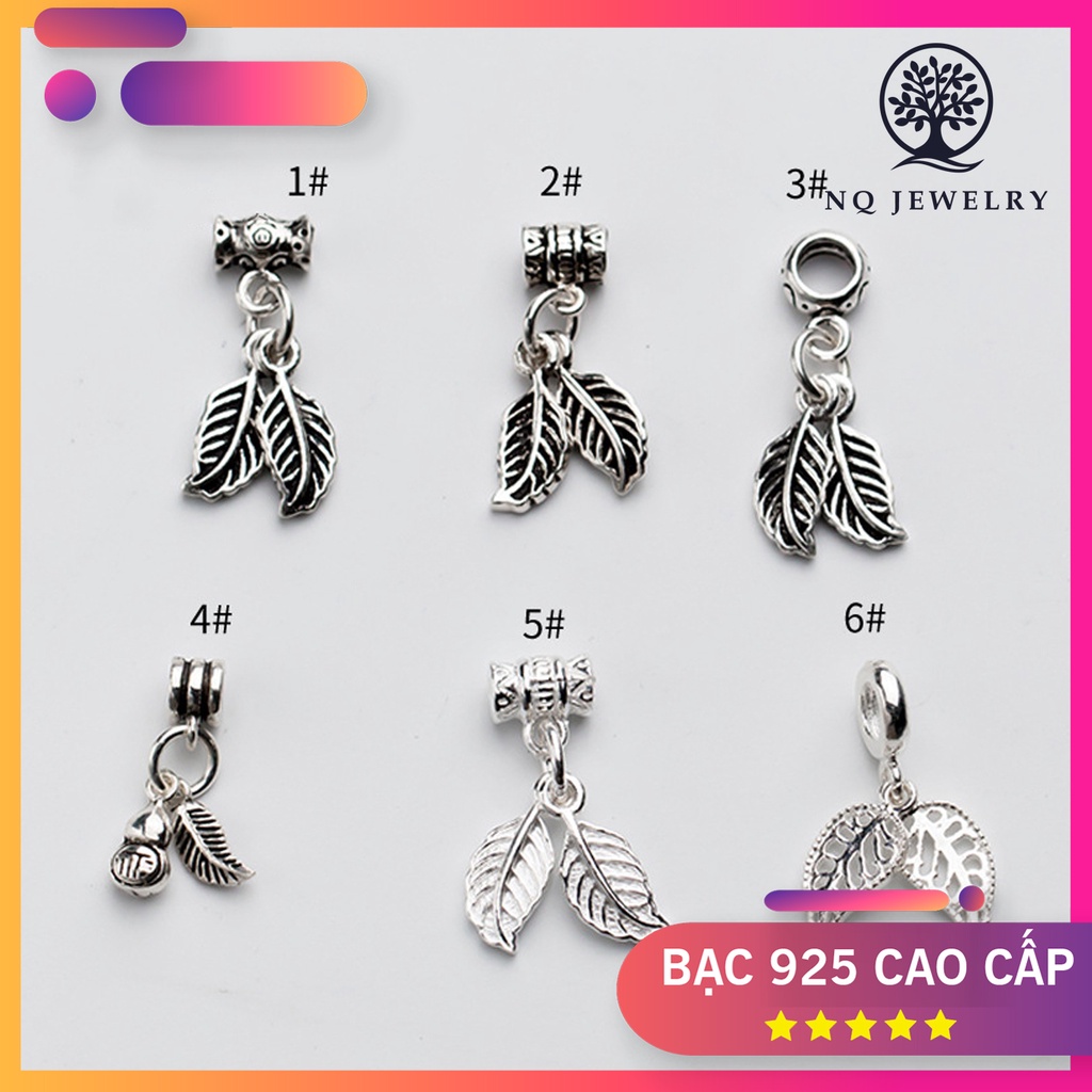 Charm S925 Thái hình 2 chiếc lá treo