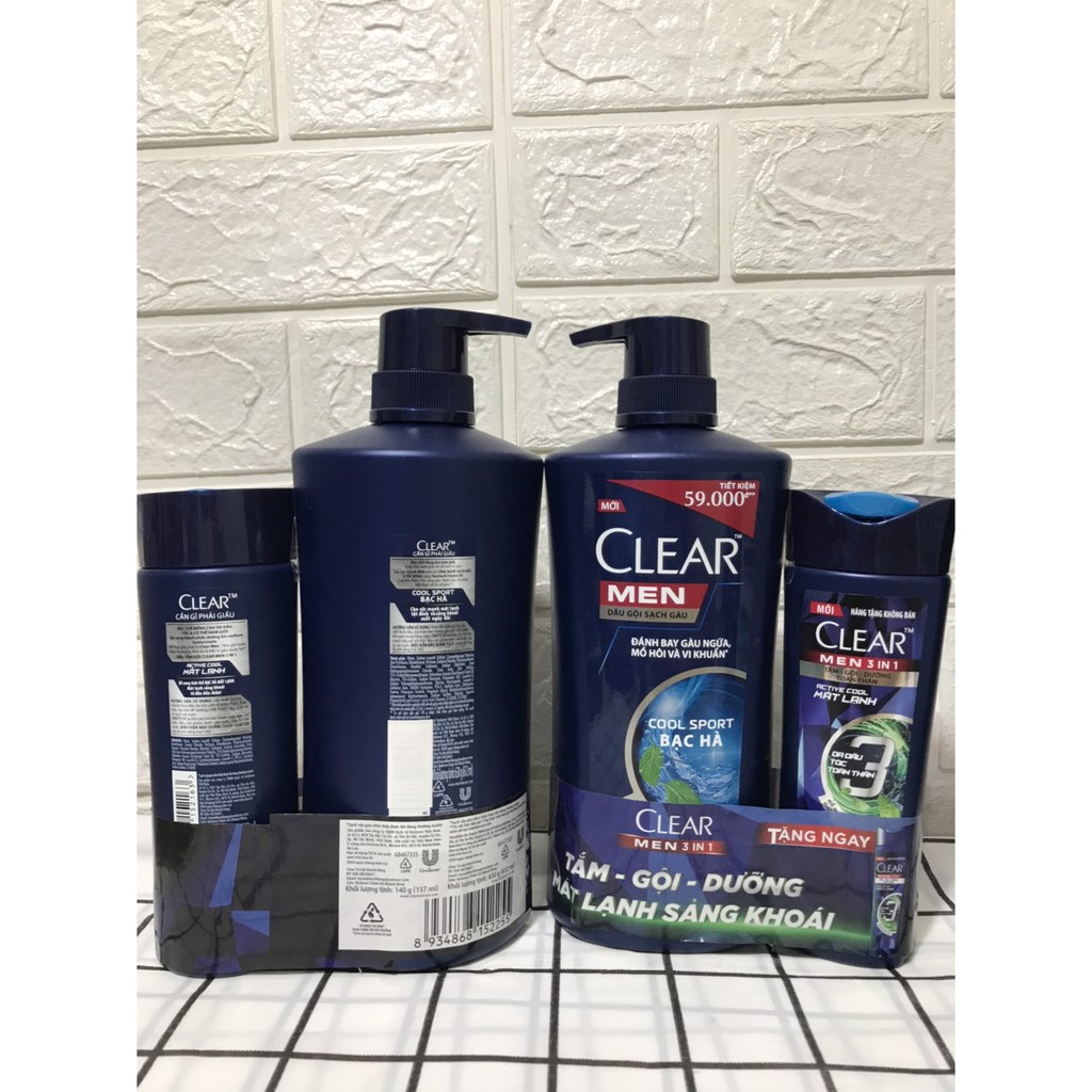 DẦU GỘI CLEAR 630g tặng kèm chai clear men 140g