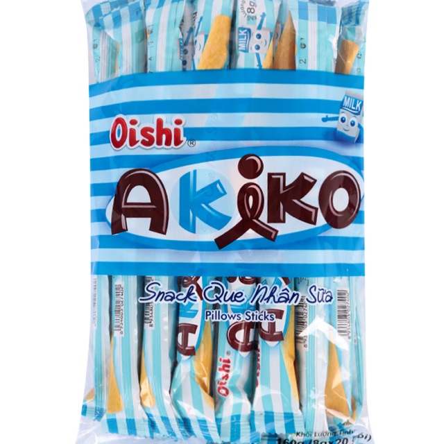 Bánh Snack Que Akiko Oishi 160g [ Các Vị Sầu riêng, Sữa, Caramen, dừa, phô mai, cafe ]