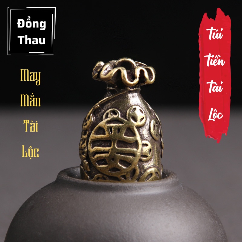 Tượng Nhỏ Phong Thủy Bằng Đồng Kiểu Dáng Túi Tiền Chữ Tài, Đem Lại Sự May Mắn Tài Lộc