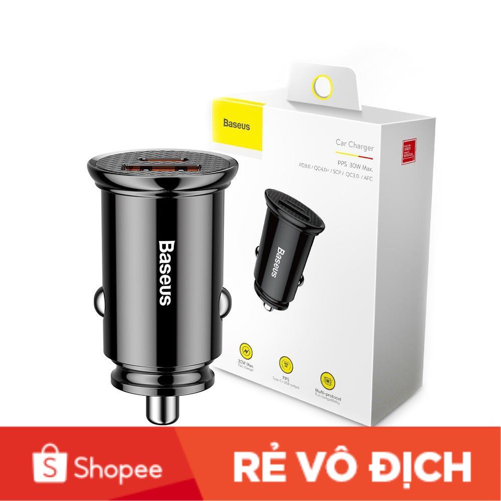 Tẩu sạc Nhanh 30W/5A 2 cổng Trên Xe Hơi Baseus, Sạc nhanh cho Iphone , Samsung , Xiaomi , Ipad , Tablet . BH 12 tháng