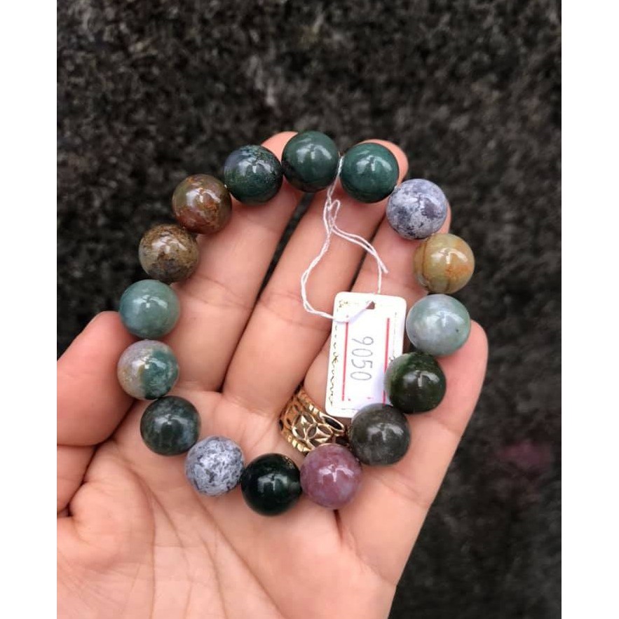 VÒNG TAY CHUỖI HẠT ĐÁ CANXEDON THIÊN NHIÊN 12LY