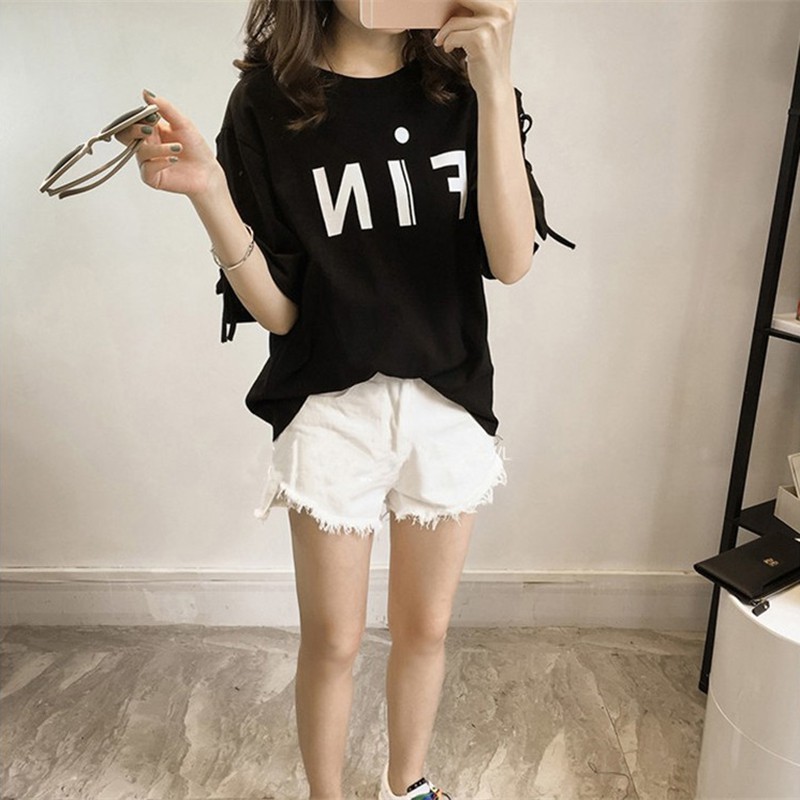 Áo thun nữ tay lửng thắt dây phong cách Hàn Quốc