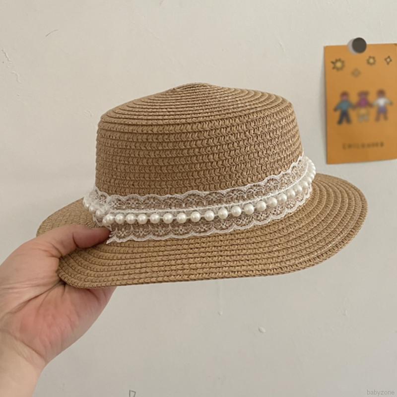 Mũ Cói Phối Ren Che Nắng Xinh Xắn Cho Bé