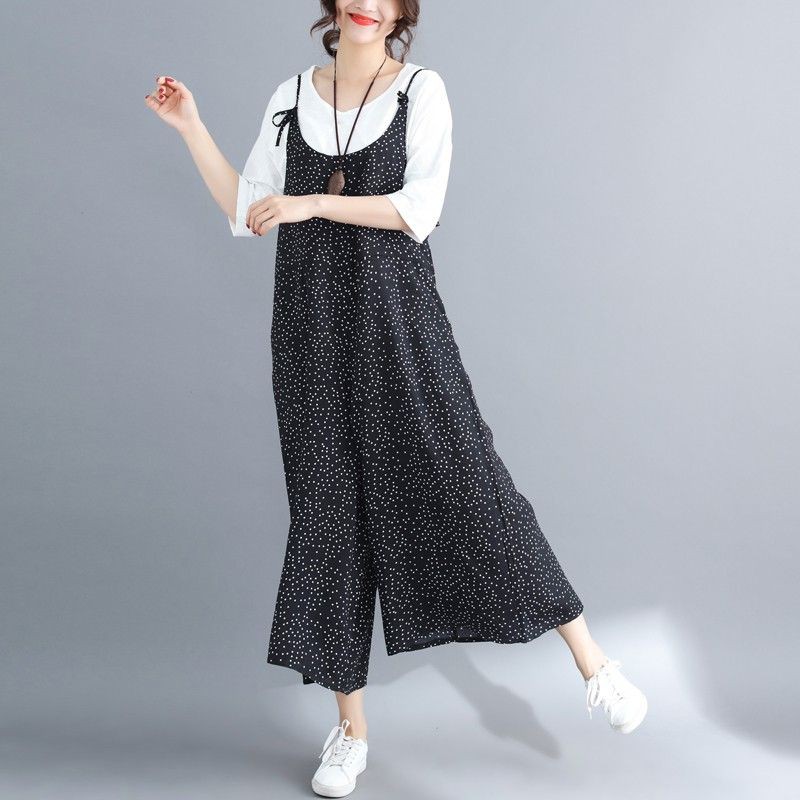 [ORDER] Quần yếm nữ bigsize ống rộng đen chấm bi dịu dàng (fit 70kg) - Có ảnh thật | BigBuy360 - bigbuy360.vn