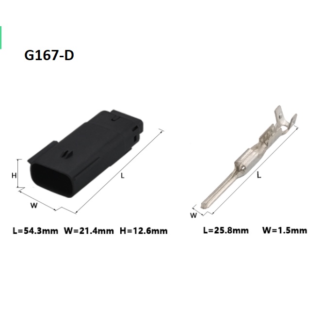 G167-Đầu nối xe hơi có vỏ bọc 4 lỗ, cos 1.5mm