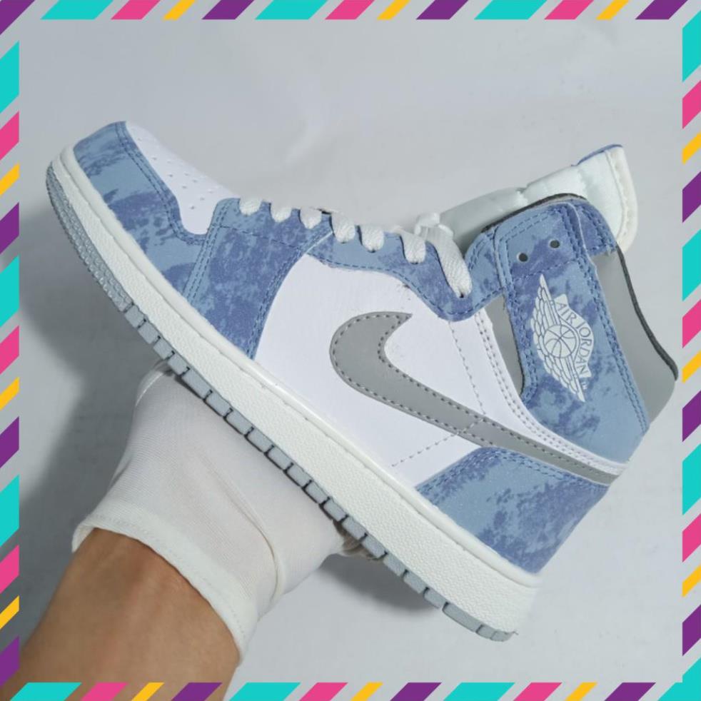 Giày Thể Thao Nam Nữ Sneaker Jordan Cao Cổ Jd 1 Cổ Cao Xanh Loang Hyper [Mẫu Mơi Chuẩn 11 - Full Bill Box] | BigBuy360 - bigbuy360.vn