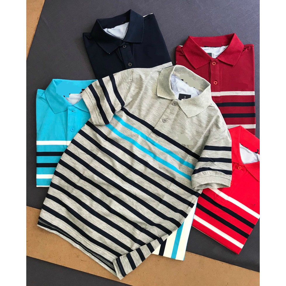 Áo thun nam cotton cổ bẻ thiêt kế sọc ngang phông cách đơn giản và trung niên thời trang nam Liyor - TDATCS3071 | BigBuy360 - bigbuy360.vn