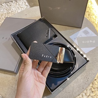 Set nịt thắt lưng ví nam pedro fullbox kèm túi giấy hãng - ảnh thật