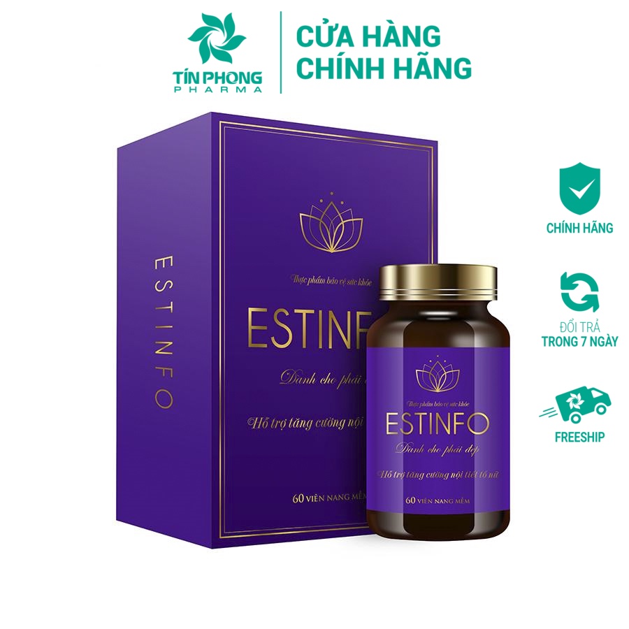 Viên Uống Tăng Cường Nội Tiết Nữ ESTINFO Giúp Cải Thiện Sinh Lý, Giảm Bốc Hỏa, Cáu Gắt, Làm Đẹp Da Lọ 60 Viên TTP025