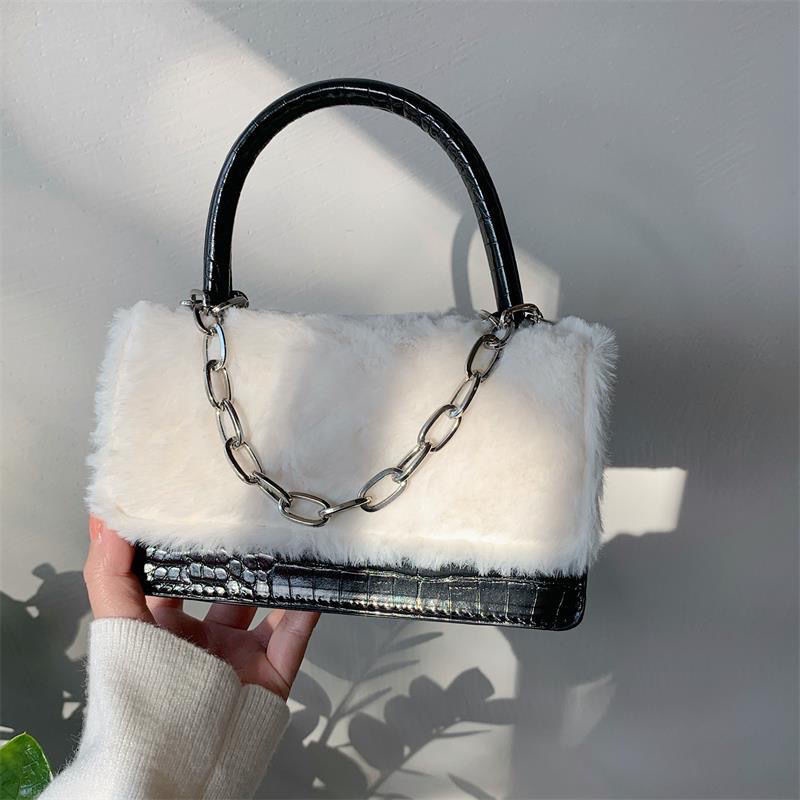 Túi Xách Đeo Vai Hình Vuông Cỡ Nhỏ Phối Dây Đeo Sợi Xích Phong Cách Hàn Quốc Thời Trang Cho Nữ