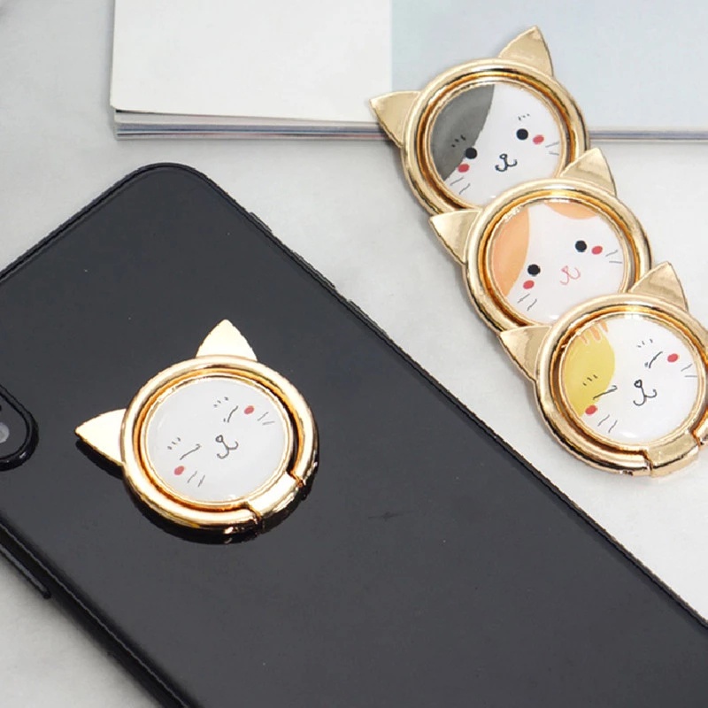 Vòng Đỡ Điện Thoại Xoay 360 Độ Thiết Kế Hình Mèo Hoạt Hình Dễ Thương