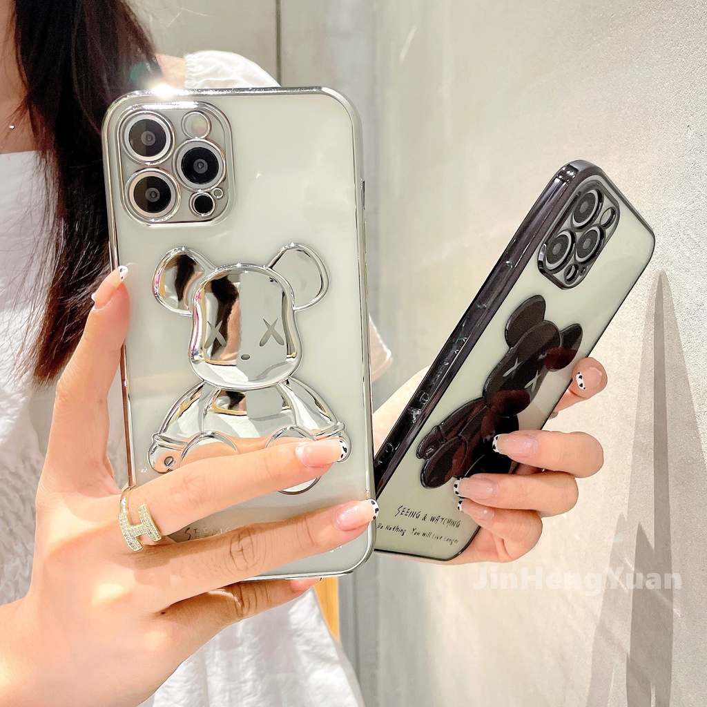 Ốp điện thoại trong suốt hình gấu 3D thích hợp cho IPhone 13 12 11 Pro Max 7P 8P XR XS