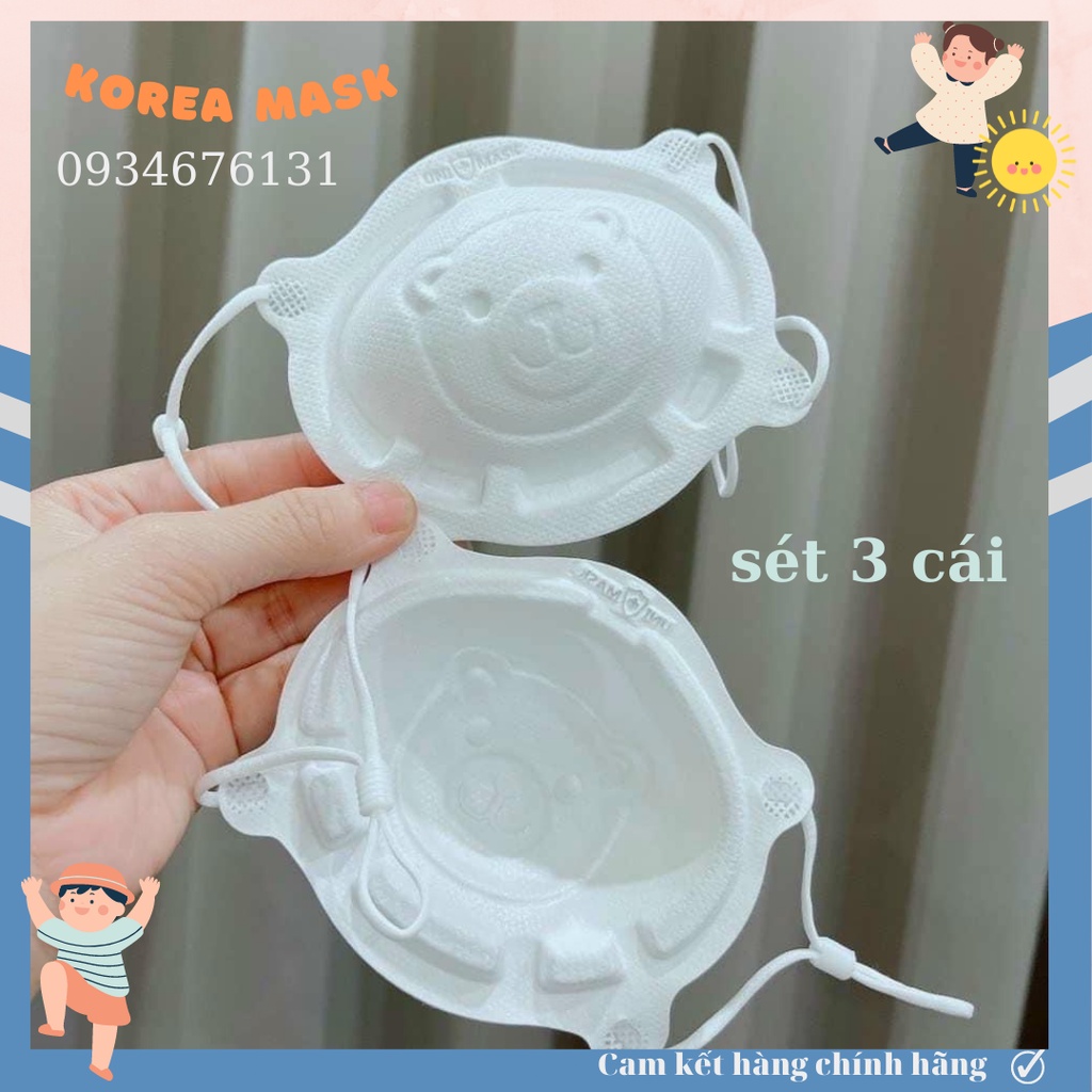 SỈ THÙNG 36 CÁI KHẨU TRANG GẤU SƠ SINH UNI MASK CHO BÉ TỪ 1-3 TUỔI, CÓ QUAI ĐIỀU CHỈNH ĐỘ DÀI CHO BÉ NHỎ