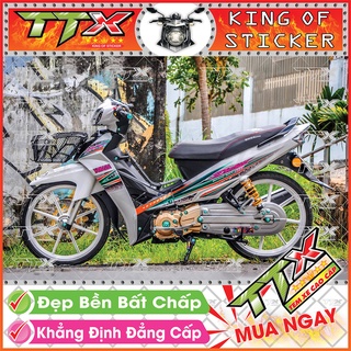 Tem Xe Sirius Đen Bạc Xanh Hoa Văn Xoắn - Tem Sirius 110 Xanh Xám Đen Siêu Đẹp - Mẫu Team Sirius Đen Bạc Xanh (s007-00)