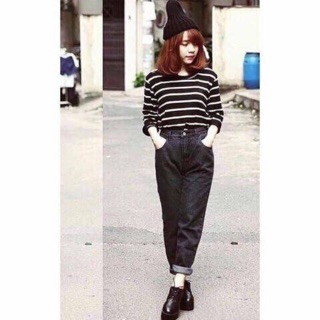 Quần baggy jean lưng cao