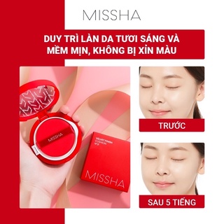 Phấn nước trang điểm che phủ cao Missha Velvet Finish Cushion SPF50+ PA+++ Màu Đỏ 15g  cover lasting SPF50+