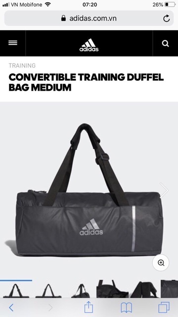 Túi trống thể thao du lịch Balo Adidas Convertible 3 Stripes Duffel  - Code CG1533