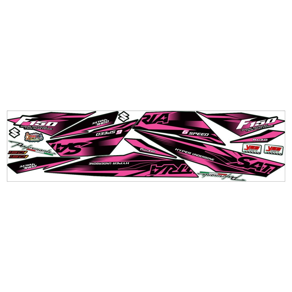 Tem Rời Satria màu đen hồng trắng