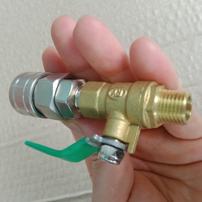 Bộ đầu nối nhanh dây hơi máy nén khí ren ngoài 13mm, có khóa