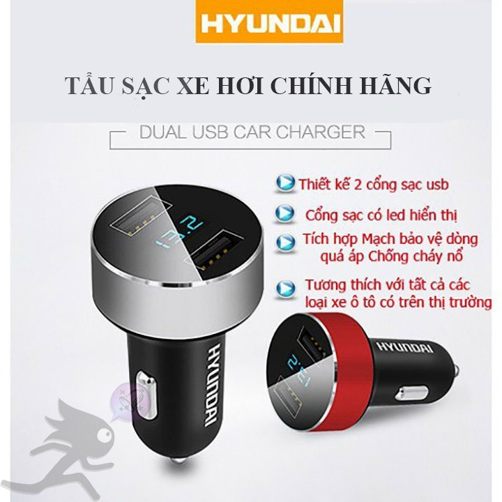 Tẩu Sạc ô tô QC 3.0 - Tẩu chia sạc chính hãng Hyundai HY-10 dùng được cho mọi loại xe