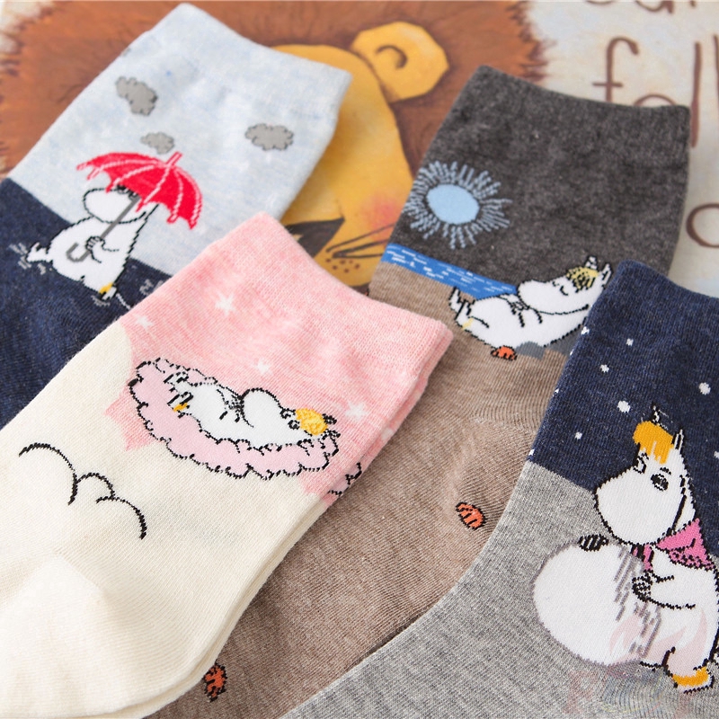 ❀ Moomin Ankle Tất ❀ H&amp;Q Comfortable Socks Cotton Socks Fashion Cartoon Unisex Socks Lovers Sox