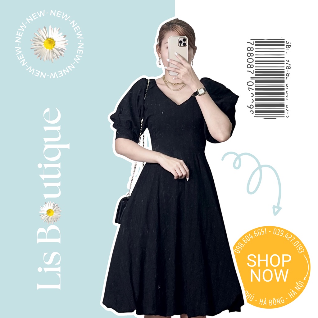 Đầm đi tiệc đám cưới váy tay bồng, váy nữ xòe sang chảnh tiểu thư ĐẸP LOẠI 1, Lis Boutique