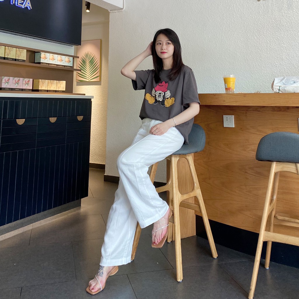 Quần ống rộng vải đũi lưng cao dài 100cm - chất đũi mềm mại thoáng mát - Màu đen, trắng, kem MIX đồ cực đỉnh | BigBuy360 - bigbuy360.vn