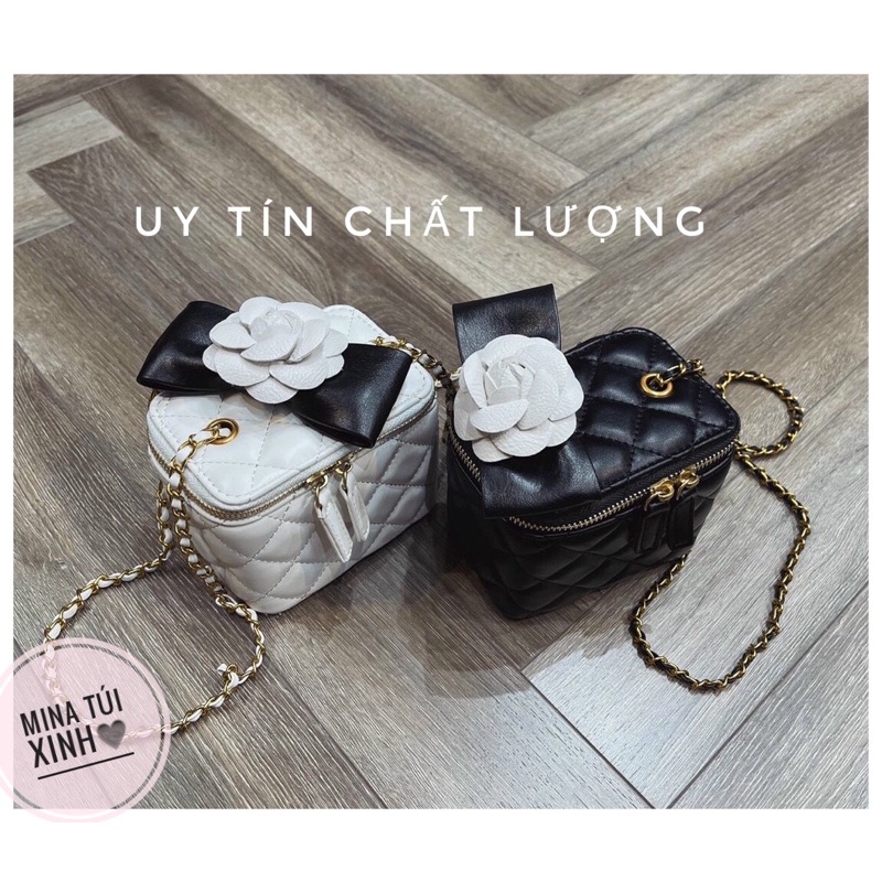 Túi xách nữ hộp mini chanel⚡FREESHIP⚡kèm hoa hàng quảng châu ❤️