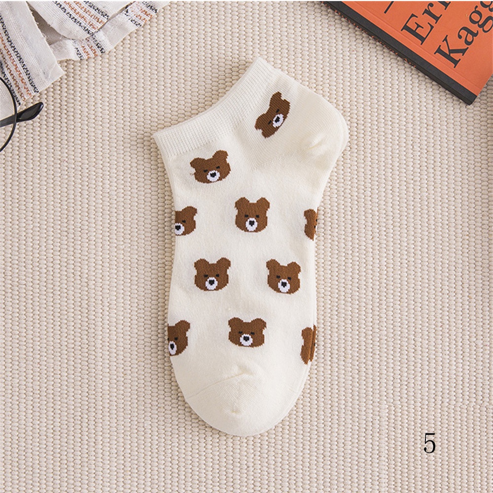 Đôi vớ cotton cổ thấp in hình gấu nâu phong cách Hàn Quốc dễ thương