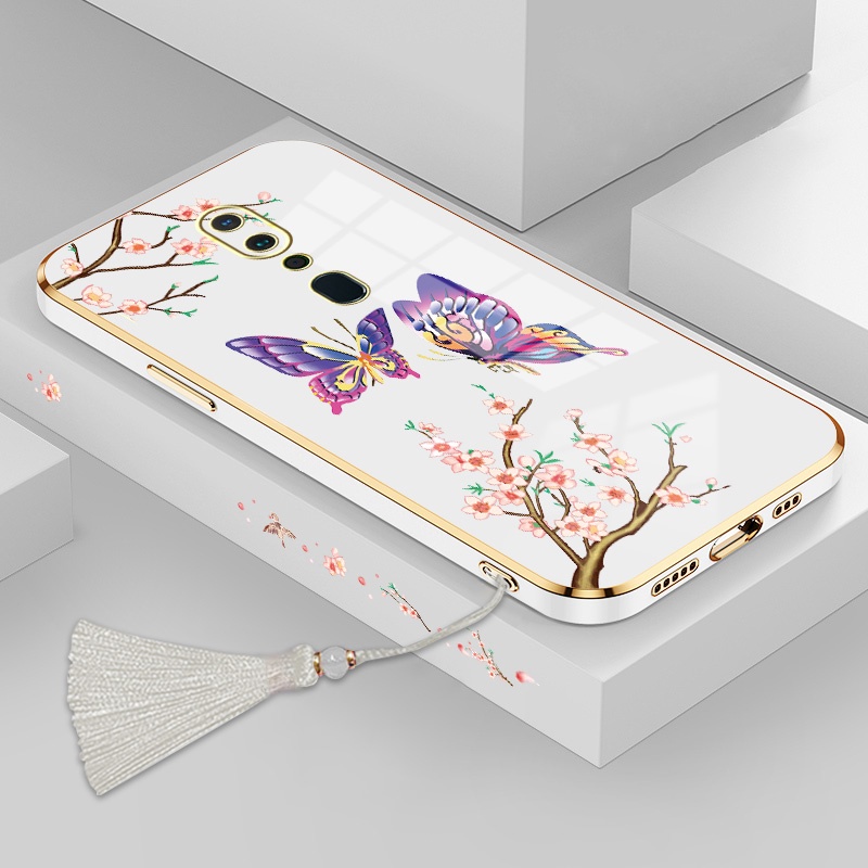 ốp lưng oppo f11 a9 a9x Ốp Điện Thoại Silicon Họa Tiết Bươm Bướm Kèm Dây Đeo Cho oppo f11 a9 a9x