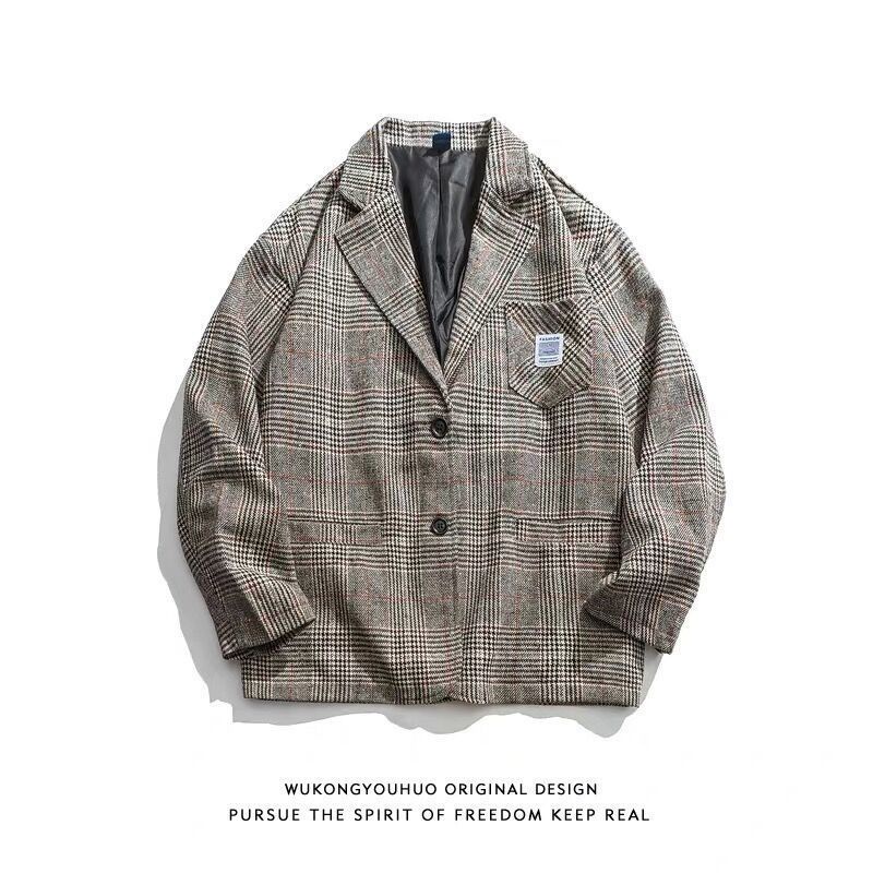 Áo khoác vest Blazer nam kẻ caro phong cách Hàn Quốc