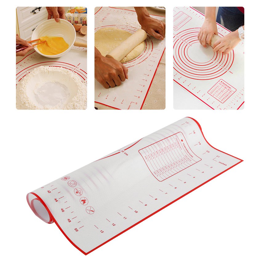 Thảm nhào bột bằng silicone chống dính, chống trượt - Tấm lót silicone nhào bột cao cấp (60x40cm)