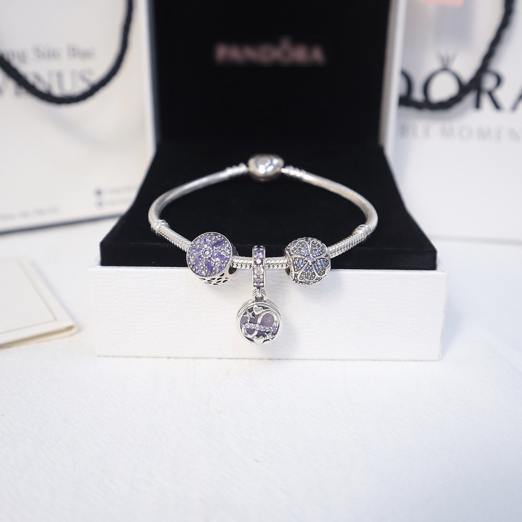 Vòng charm màu tím- Bạc 925 cao cấp- VENUS009