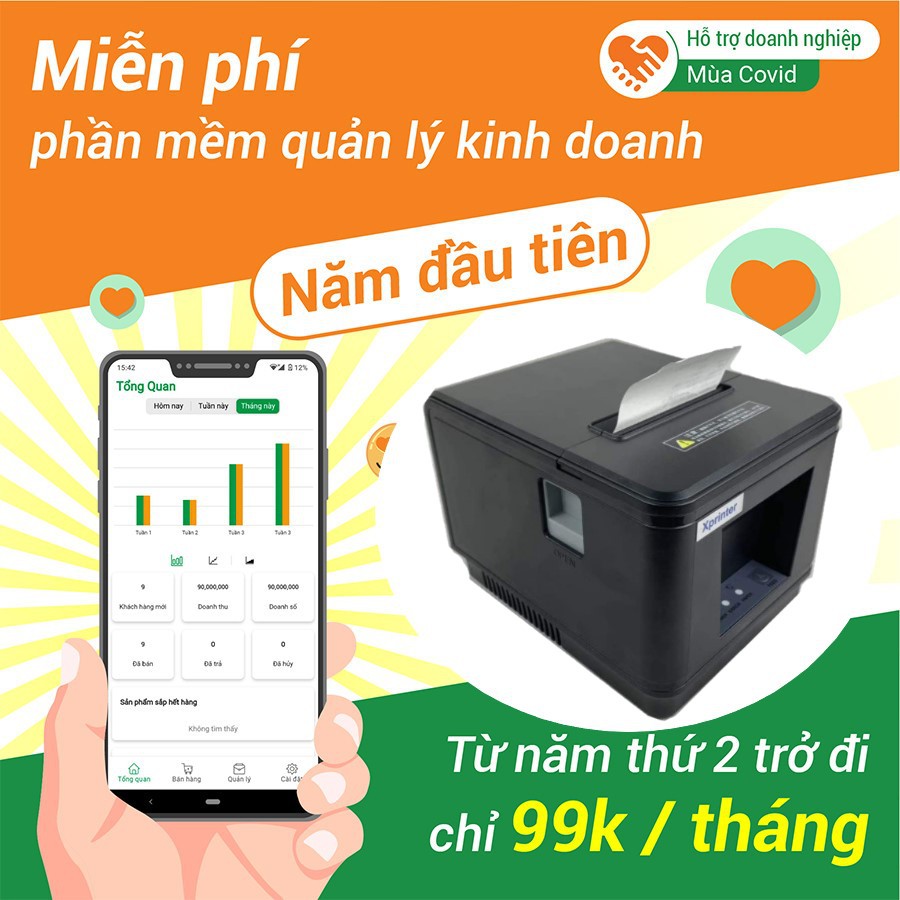 MÁY IN HÓA ĐƠN XPRINTER A160H (LAN) Tặng Phần mềm bán hàng