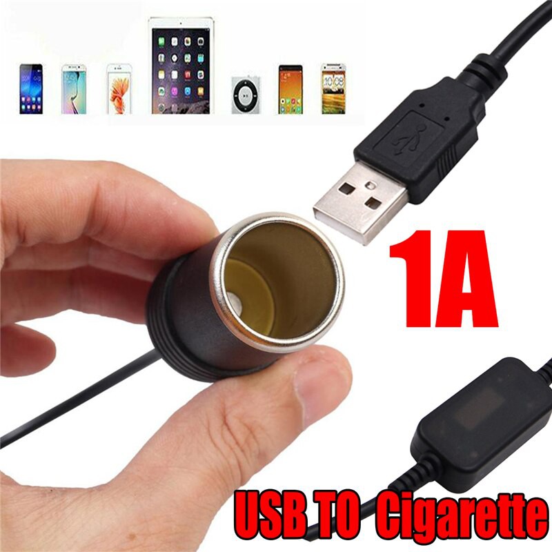 Bộ Adapter chuyển đổi điện USB 5V sang 12V ra đầu tẩu cắm sạc ô tô