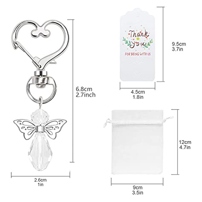Set 40 Móc Khóa Bươm Bướm Đính Đá Pha Lê Trái Tim Làm Quà Tặng / Túi Quà Cảm Ơn