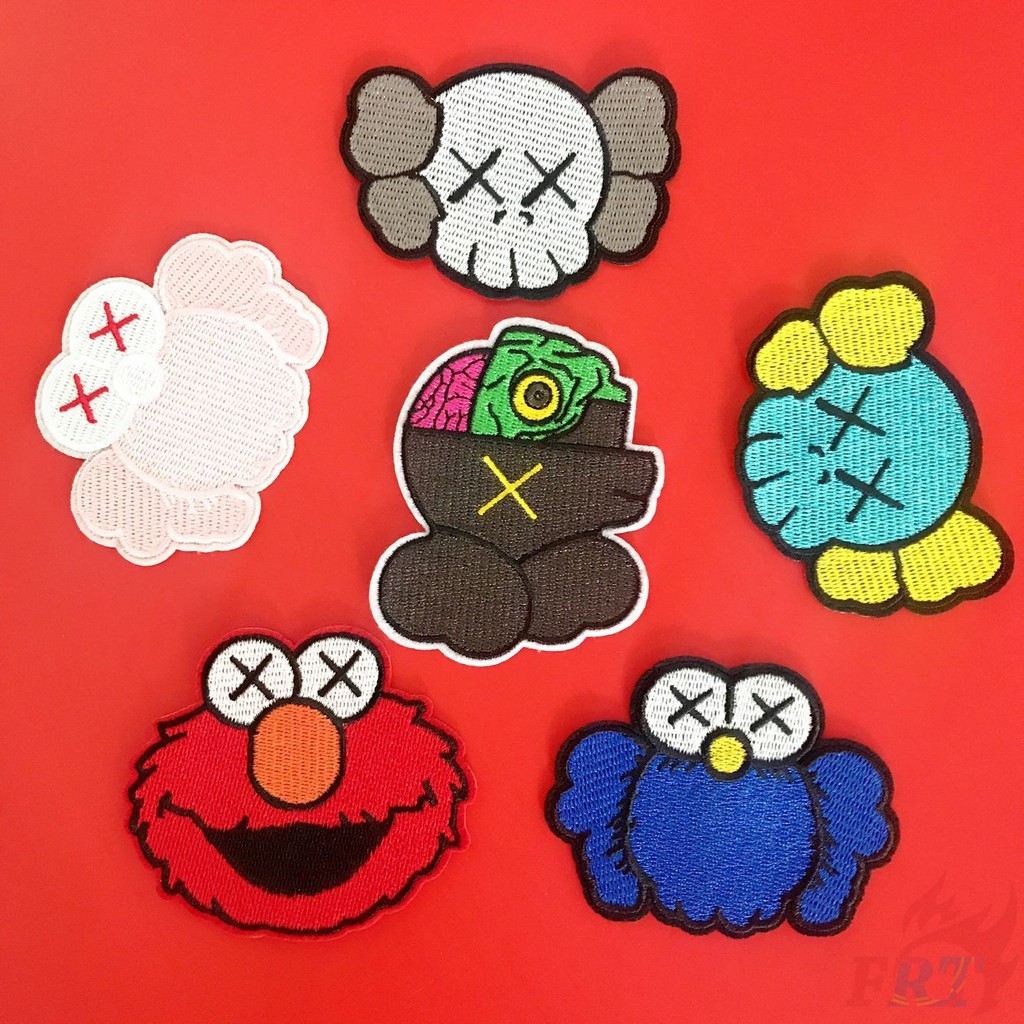 Miếng vải vá hình Sesame Street KAWS DIY có thể ủi hoặc thêu L