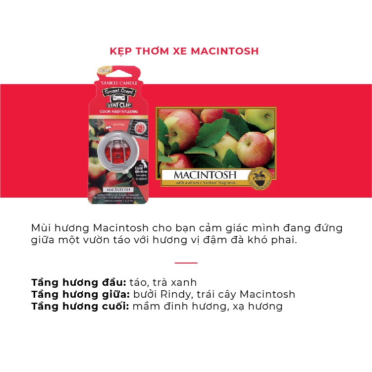 Kẹp thơm xe Yankee Candle - Macintosh